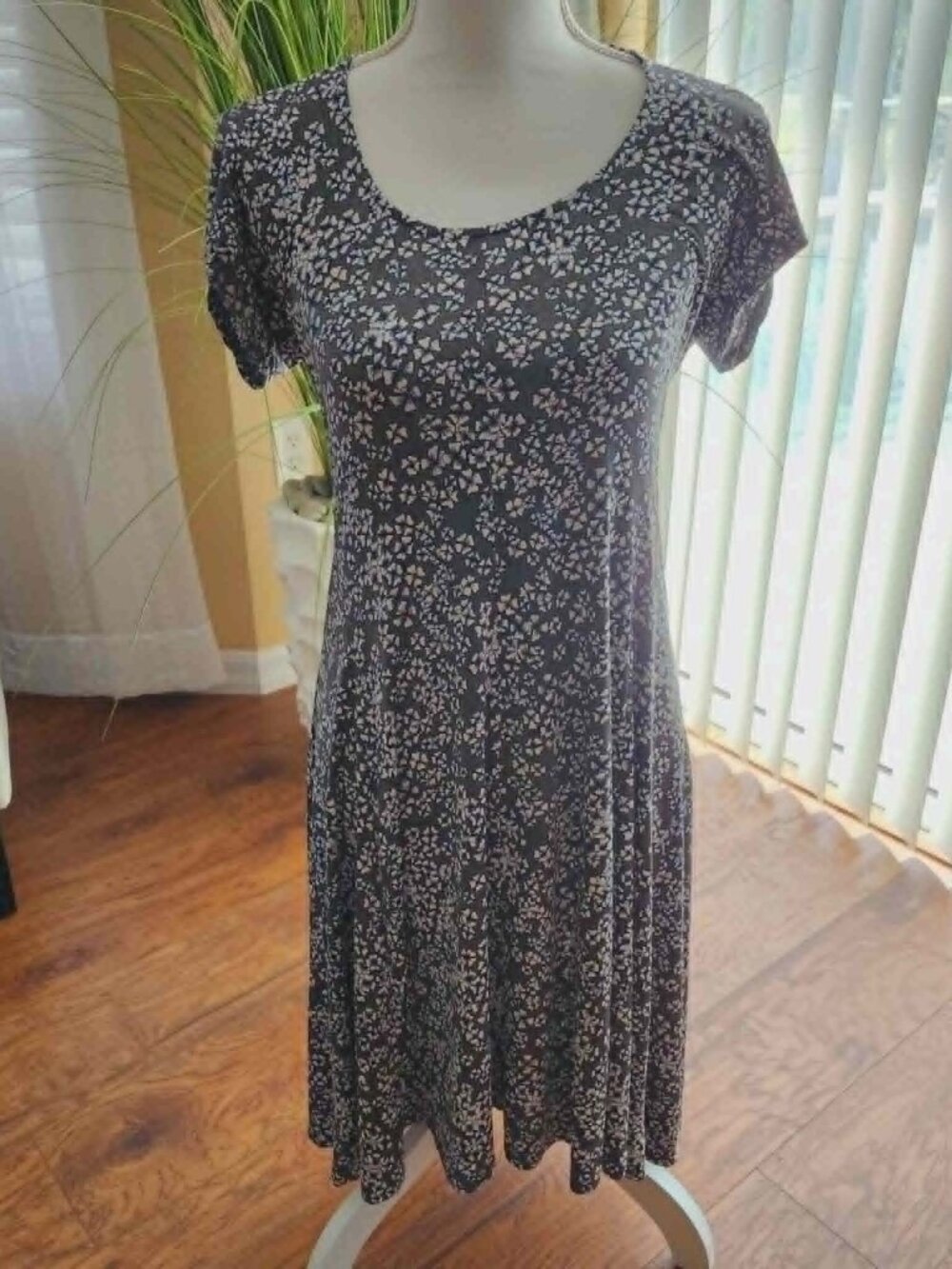 Black Floral Open Back Dress